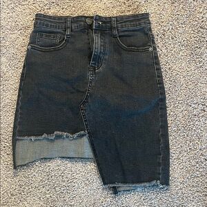 Asymmetrical Black Denim Skirt